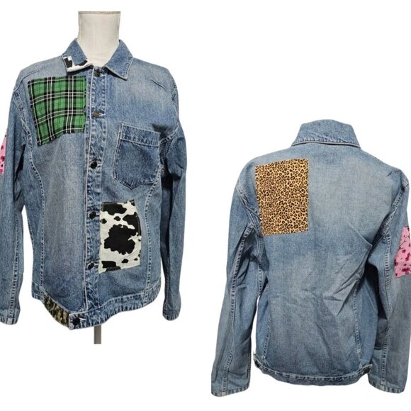 Upcycled Oversized Jean Jacket Medium - Picture 1 of 8